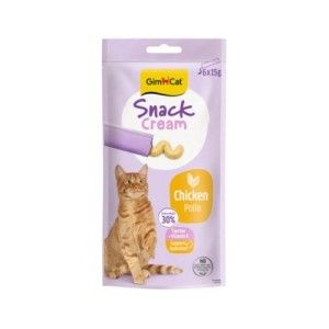 Recompense pisici adulte, GimCat Snack Cream, Pui, 6 x 15 g (Delicii - Pisici)