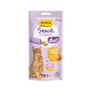 Recompense pisici adulte, GimCat Snack Duo Cream, Pui si Dovleac, 6 x 15 g (Delicii - Pisici)