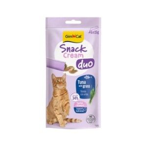 Recompense pisici adulte, GimCat Snack Duo Cream, Ton si Iarba, 6 x 15 g (Delicii - Pisici)