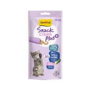 Recompense pisici junioare, GimCat Snack Cream Plus+, Ton si Zucchini, 6 x 15 g (Delicii - Pisici)