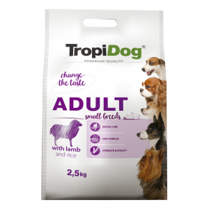 TropiDog Premium Adult, Talie Mica, Miel & Orez, 2.5 kg