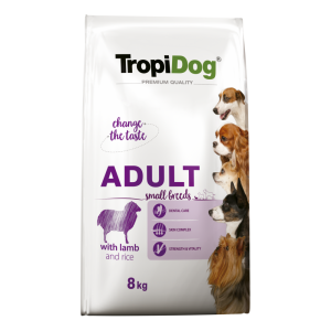 TropiDog Premium Adult, Talie Mica, Miel & Orez, 8 kg