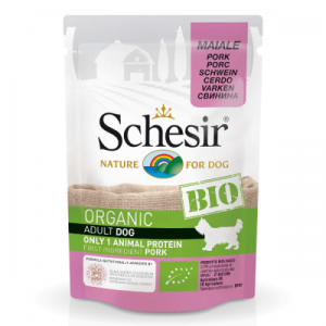 Hrana umeda pentru caini, Schesir Bio Porc, 85 g