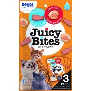 Juicy Bites Recompense pentru Pisici cu Peste si Scoici, 11.3 g x 3 buc
