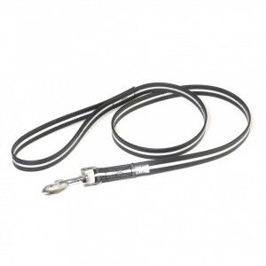 Lesa IDC fosforescenta cauciuc cu maner si inel, negru, 19 mm / 1.2 m