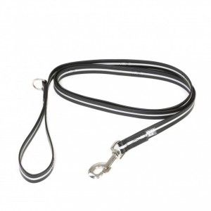 Lesa IDC fosforescenta cauciuc cu maner si inel, negru, 19 mm / 2 m