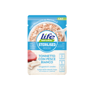 Hrana Umeda Pisici, Life Natural Sterilizat Mousse Ton si Peste Alb, 70 g (Hrana Umeda - Pisici)