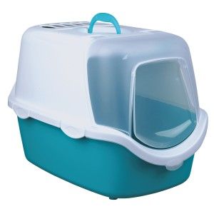 Litiera cu Acoperis Vico 40x40x56 cm Turcoaz cu Alb 40345