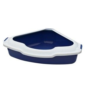 Happet Litiera de Colt cu Rama, 56x43x14 cm, Albastru (Igiena - Pisici)