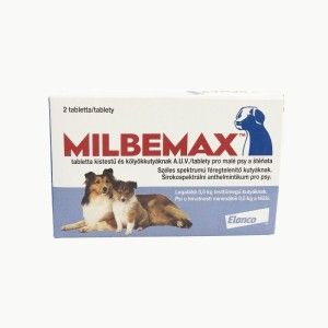 Milbemax Dog 2.5 / 25 mg (< 5 kg), 2 tablete
