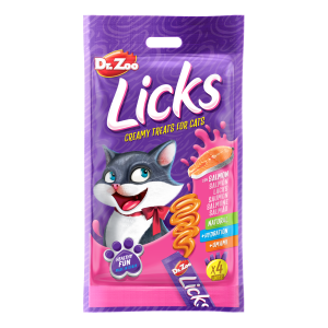 Dr Zoo Licks, recompense pisici, Somon, 4x15 g (Delicii - Pisici)