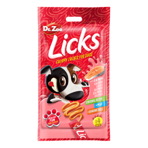 Dr Zoo Licks, recompense caini, Somon, 4x15 g (Delicii - Caini)