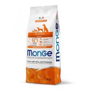 Monge Natural Superpremium Monoprotein Adult All Breeds, Rata si Orez, 12 kg