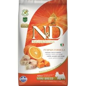 N&D Dog GF Pumpkin Codfish & Orange Adult Mini, 2.5 kg