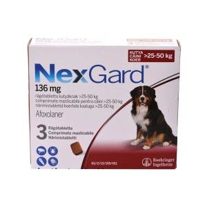 NexGard 136 mg 25-50 kg XL, 3 comprimate