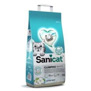 Nisip pentru litiera, Sanicat Clumping White Cotton Fresh, bentonita, 20 L/ 18 kg (Igiena - Pisici)