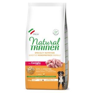 Hrana Uscata Caini, Natural Trainer, Sensitive No Gluten Medium-Maxi Adult, Iepure, 12 kg (Hrana Uscata - Caini)