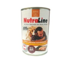Hrana umeda caini, Nutraline Adult Monoprotein Pui & Plante Aromatice, 400 g (Hrana Umeda - Caini)