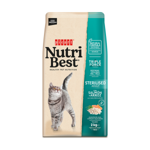 Hrana Uscata Pisici Premium, NutriBest Adult Sterilised, Somon si Orez, 2 kg (Hrana Uscata - Pisici)