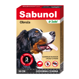 Sabunol Dog GPI, Zgarda Antiparazitara Caini 10-25 kg, Culoare Negru (50cm)