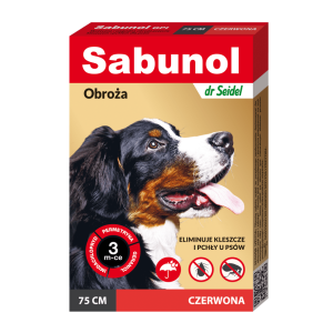 Sabunol Dog GPI, Zgarda Antiparazitara Caini 25-50 kg, Culoare Rosu (75cm)