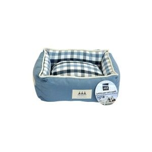 Pat caini si pisici, Aria Marchese Scacchi Bleu/ Cadril, S 48x35x17 cm (Perne, paturi, culcusuri, saltele)