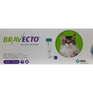 Bravecto 500 mg solutie spot-on pentru pisici de talie mare (>6.25 - 12.5 kg)