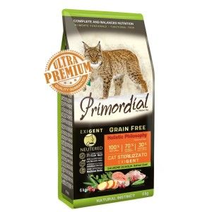 Primordial Grain-Free Holistic Cat Adult Sterilizat, Exigent Somon & Prepelita, 2 kg (Hrana Uscata - Pisici)