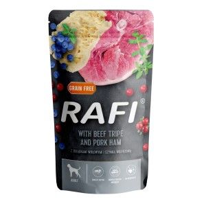 Hrana Umeda Caini, Rafi Dog, Sunca de Porc si Burta de Vita, 500 g (Hrana Umeda - Caini)