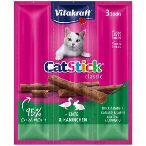 Recompense Pisici Vitakraft CatStick Iepure si Rata, 3 x 18 g (Delicii - Pisici)