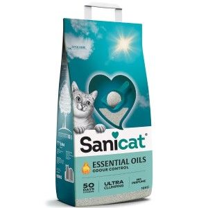Asternut pentru pisici, Sanicat Essential Oils White, neparfumat, 10 kg (Igiena - Pisici)