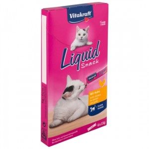 Snack lichid pentru pisici Vitakraft cu Pui si Taurina, 6 x 15 g