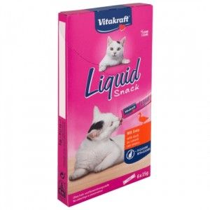 Snack lichid pentru pisici, Vitakraft Rata si Beta Glucan, 6 x 15 g