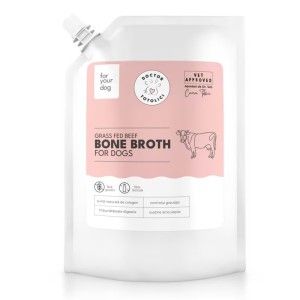 Supa de oase de vita organica pentru caini Doctor Totolici, cu dop resigilabil, 350 ml (Delicii - Caini)