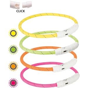 Zgarda cu led USB, TPU/ nylon, XS–S: 35 cm/ø 7 mm, mov 12706