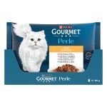 GOURMET PERLE Multipack, Pui si Vita, Curcan si Miel, Vitel si Rata, Iepure si Vanat, 4x85 g (Hrana Umeda - Pisici)