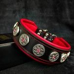 Bestia Zgarda Bijou, Piele Naturala, S, Negru/ Rosu (Zgarzi)