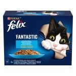 Felix Fantastic Ton, Somon, Cod, Peste Cambula in Aspic, 12 x 85 g (Hrana Umeda - Pisici)