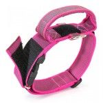 Zgarda K9 nylon cu maner, 50 mm, roz