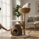 Ansamblu de joaca pisici, Meraki Home, Coconut Nest, 60 x 40 x 88 cm
