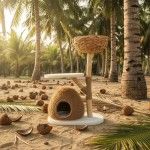 Ansamblu de joaca pisici, Meraki Home, Coconut Nest, 60 x 40 x 88 cm