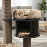 Ansamblu de joaca pisici, Meraki Home, Espresso Cloud Large, 75 x 56 x 175 cm
