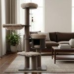 Ansamblu de joaca pisici, Meraki Home, Espresso Cloud Large, 75 x 56 x 175 cm