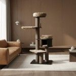 Ansamblu de joaca pisici, Meraki Home, Espresso Cloud Large, 75 x 56 x 175 cm