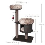 Ansamblu de joaca pisici, Meraki Home, Espresso Cloud Small, 65 x 45 x 119 cm