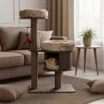 Ansamblu de joaca pisici, Meraki Home, Espresso Cloud Small, 65 x 45 x 119 cm