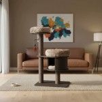 Ansamblu de joaca pisici, Meraki Home, Espresso Cloud Small, 65 x 45 x 119 cm