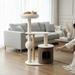 Ansamblu de joaca pisici, Meraki Home, Ivory Haven, 70 x 39 x 118 cm