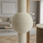 Ansamblu de joaca pisici, Meraki Home, Ivory Haven, 70 x 39 x 118 cm