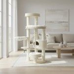 Ansamblu de joaca pisici, Meraki Home, Ivory Loft Tower, 69 x 69 x 161 cm
